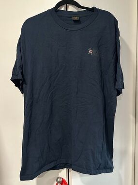 Navy Crewneck Graphic Cotton T-Shirt